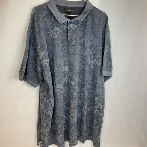 Knights Sportswear Gray Men's 3X Short Sleeve Polo Shirt Palm Trees - Picture 2 of 7